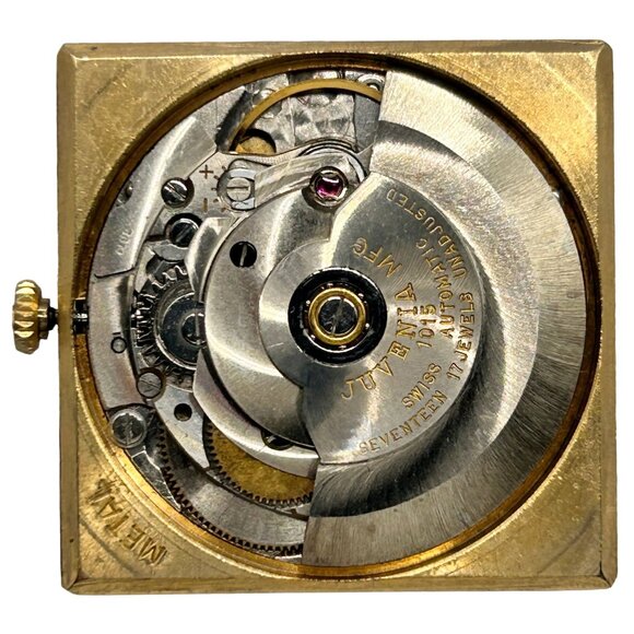 Working Juvenia Caliber 1015 17-Jewel Automatic Wristwatch Movement + Crystal - Picture 8 of 8